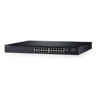 Dell Networking N1524P, POE+, 24x 1GbE + 4x 10GbE SFP+ fixed ports, Stacking, IO to PSU airflow, AC